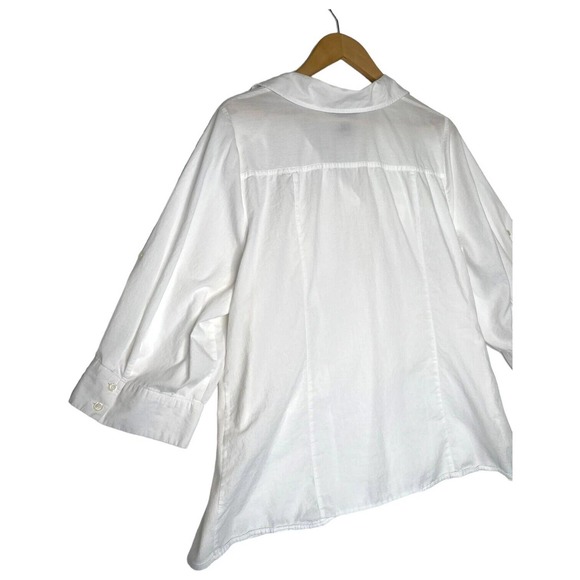 Lane Bryant Top Womens 22 24 Button Up Half Sleeve Cotton Lightweight White - Picture 11 of 11